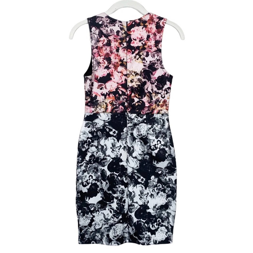 Topshop Black Scuba Floral Print Bodycon Dress Women's 4 - Picture 4 of 11